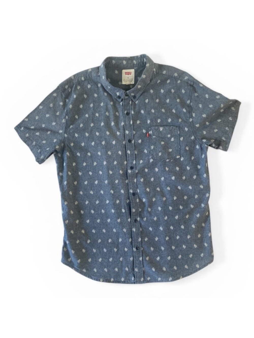 Levi’s Men’s Short Sleeve Button Down Shirt  XXL Blue With Tropical Plant Print